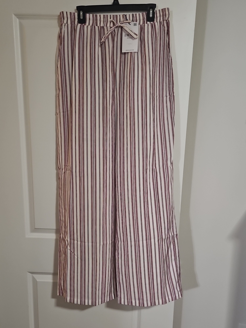 Long Tall Sally Women’s Striped Wide-Leg Pants - White & Cranberry red Stripe